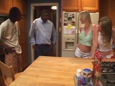 Two Blacks Fuck Two Beautiful Blondes Hard! - upornia.com