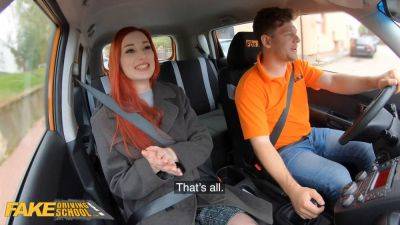 Gigi Rouge's pierced tits and tight pussy get drilled hard in fake driving school - sexu.com - Britain