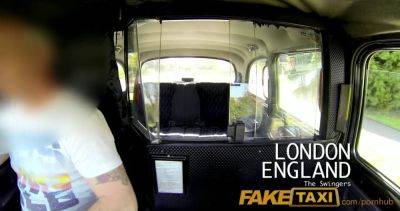 Emma Leigh's massive tits and tight holes get drilled hard in a fake taxi cab threesome - sexu.com - Britain
