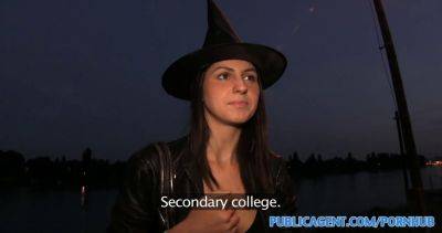 Watch Meg Magic's Halloween witch get pounded hard behind a tree in POV - sexu.com - Hungary