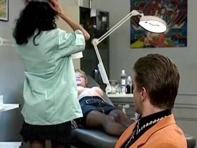 Two Horny German Ladies Pleasing Each Other While Riding A Doctors Hard Cock - upornia.com - Germany